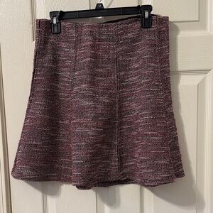 Pull-on Tweed A-Line Skirt - Maroon